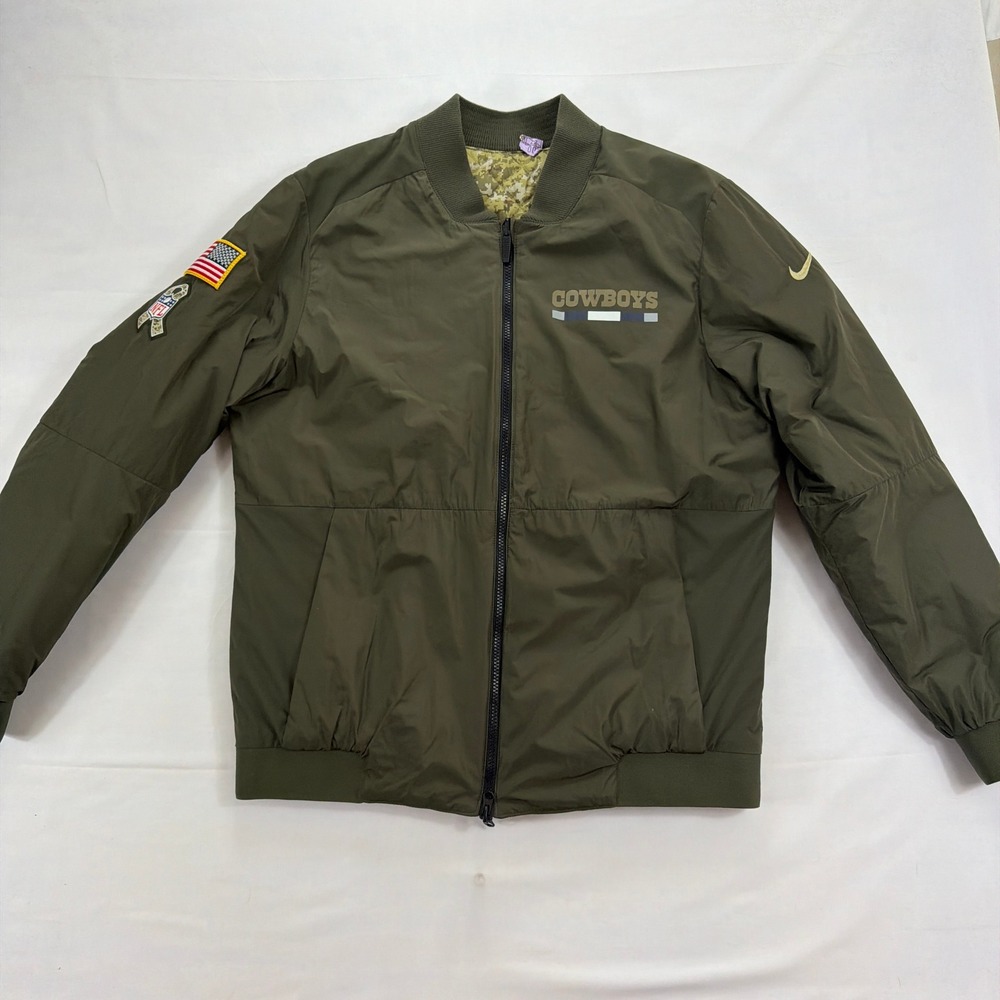 Nike Dallas Cowboys Salute to Service Reversible Bomber Jacket‎ Large Olive Camo